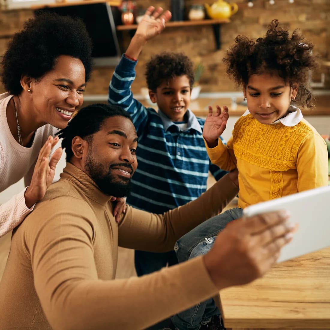 A Nigerian family on a video call