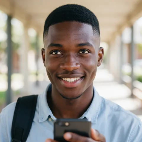 A student topping up his phone